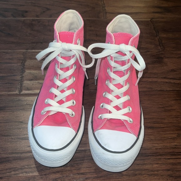 Converse Allstar Chuck Taylor hightop platform sneakers pink & white shoes 6.5 - Picture 5 of 15